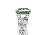 Silver Fancy Green Princess Cut Brilliant Diamond Pavé Band with Six-Prong Setting_35