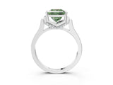 Silver Fancy Green Princess Cut Brilliant Solitaire Diamond Ring with Channel Set Band and Bar Prong Setting_9