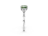Silver Fancy Green Princess Cut Brilliant Three-Stone Pave Band with Four-Prong Setting_8
