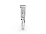 Silver Fancy Green Princess Cut Cut Diamond Channel Set Pave Band with Tension Prong Setting_8