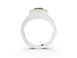 Silver Fancy Green Princess Cut-Cut Diamond Halo Engagement Ring with Pave Band and Prong Setting_15