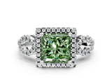 Silver Fancy Green Princess Cut Cut Halo Diamond Infinity Band with Four-Prong Setting_6