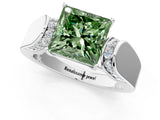 Silver Fancy Green Princess Cut Diamond Channel Set Solitaire Ring with Four-Prong Setting_32