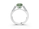 Silver Fancy Green Princess Cut Diamond Channel Set Solitaire Ring with Four-Prong Setting_34