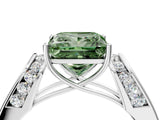 Silver Fancy Green Princess Cut Diamond Channel Set Solitaire Ring with Four-Prong Setting_65