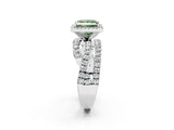 Silver Fancy Green Princess Cut Diamond Halo Ring with Round Split Shank and Prong Setting_2