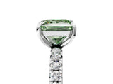 Silver Fancy Green Princess Cut Diamond Pavé Solitaire Ring with Round Band and Prong Setting_5