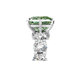 Silver Fancy Green Princess Cut Diamond Side Stone Engagement Ring with Four-Prong Setting_5