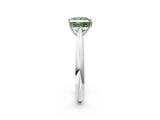 Silver Fancy Green Princess Cut Diamond Solitaire Engagement Ring with Cathedral Setting and Four-Prong Mount_2