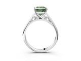 Silver Fancy Green Princess Cut Diamond Solitaire Engagement Ring with Cathedral Setting and Four-Prong Mount_3
