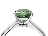 Silver Fancy Green Princess Cut Diamond Solitaire Engagement Ring with Classic Band and Four-Prong Setting_16