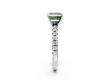 Silver Fancy Green Princess Cut Diamond Solitaire Pavé Engagement Ring with Round Band and Prong Setting_2