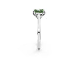 Silver Fancy Green Princess Cut Diamond Solitaire Ring with Flower Prong Setting and Classic Band_18