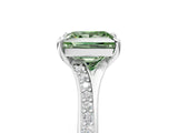 Silver Fancy Green Princess Cut Diamond Solitaire Ring with Pavé Band and Prong Setting_17