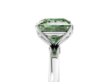 Silver Fancy Green Princess Cut Diamond Solitaire Ring with Thin Band and Prong Setting_5