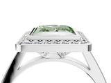 Silver Fancy Green Princess Cut Halo Bezel Diamond Pave Band Ring_10
