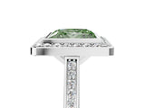 Silver Fancy Green Princess Cut Halo Bezel Diamond Pave Band Ring_11
