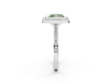 Silver Fancy Green Princess Cut Halo Bezel Diamond Pave Band Ring_8