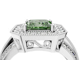 Silver Fancy Green Princess Cut Halo Diamond Engagement Ring with Pave Split Shank and Four-Prong Setting_40