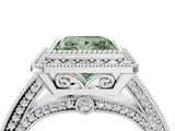 Silver Fancy Green Princess Cut Halo Diamond Split Shank Pave Ring_10