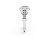 Silver Fancy Green Princess Cut Halo Diamond Split Shank Pave Ring_8