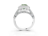 Silver Fancy Green Princess Cut Halo Diamond Split Shank Pave Ring_9