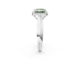 Silver Fancy Green Princess  Cut Halo Solitaire Engagement Ring with Square Band and Four-Prong Setting_14