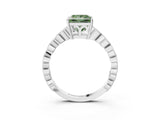 Silver Fancy Green Princess Cut Solitaire Diamond Ring with Infinity Twist Band and Four-Prong Setting_9
