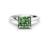 Silver Fancy Green Princess Cut Solitaire Diamond Ring with Six-Prong Setting and Classic Band_38