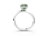 Silver Fancy Green Princess  Cut Solitaire Engagement Ring with Flat Band and Four-Prong Setting 3