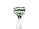 Silver Fancy Green Princess  Cut Solitaire Engagement Ring with Flat Band and Four-Prong Setting 5