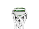 Silver Fancy Green Princess Cut Solitaire Intertwined Band Prong Setting Ring_11