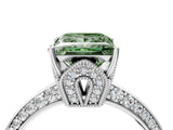 Silver Fancy Green Princess Cut Solitaire Split Shank Pave Diamond Engagement Ring with Four-Prong Setting_10