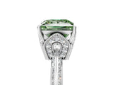 Silver Fancy Green Princess Cut Solitaire Split Shank Pave Diamond Engagement Ring with Four-Prong Setting_59