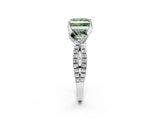 Silver Fancy Green Princess Cut Solitaire Twist Pave Diamond Engagement Ring with Prong Setting_44