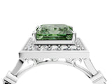 Silver Fancy Green Princess  Halo Diamond Engagement Ring with Twisted Band and Four-Prong Setting 4