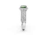 Silver Fancy Green Princess  Halo Round Diamond Pave Band with Prong Setting 3