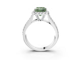 Silver Fancy Green Princess  Halo Round Diamond Pave Band with Prong Setting 4