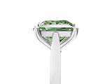 Silver Fancy Green Princess  Solitaire Diamond Ring with Four-Prong Setting and Tapered Band