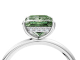 Silver Fancy Green Princess  Solitaire Diamond Ring with a Classic Band and Four-Prong Setting 4