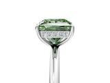 Silver Fancy Green Princess  Solitaire Diamond Ring with a Classic Band and Four-Prong Setting 5