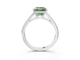 Silver Fancy Green Princess  Solitaire Engagement Ring with Four-Prong Setting and Classic Band 3
