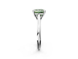 Silver Fancy Green Princess  Solitaire Engagement Ring with Six-Prong Setting and Classic Band 2