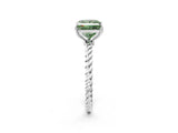 Silver Fancy Green Princess  Solitaire Twist Band Ring with Four-Prong Setting_2