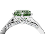 Silver Fancy Green Princess  Solitaire Twist Band Six-Prong Setting 4