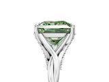 Silver Fancy Green Princess  Solitaire Twist Band Six-Prong Setting 5