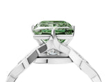 Silver Fancy Green Princess  Solitaire Twist Band with Leaf Prong Setting 4