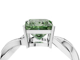 Silver Fancy Green Princess  Solitaire Twisted Pave Diamond Ring with Four-Prong Setting_4