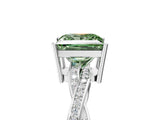 Silver Fancy Green Princess  Solitaire Twisted Pave Diamond Ring with Four-Prong Setting_5
