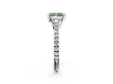 Silver Fancy Green Radiant  Brilliant Diamond Solitaire with Pavé Band and Four-Prong Setting 3